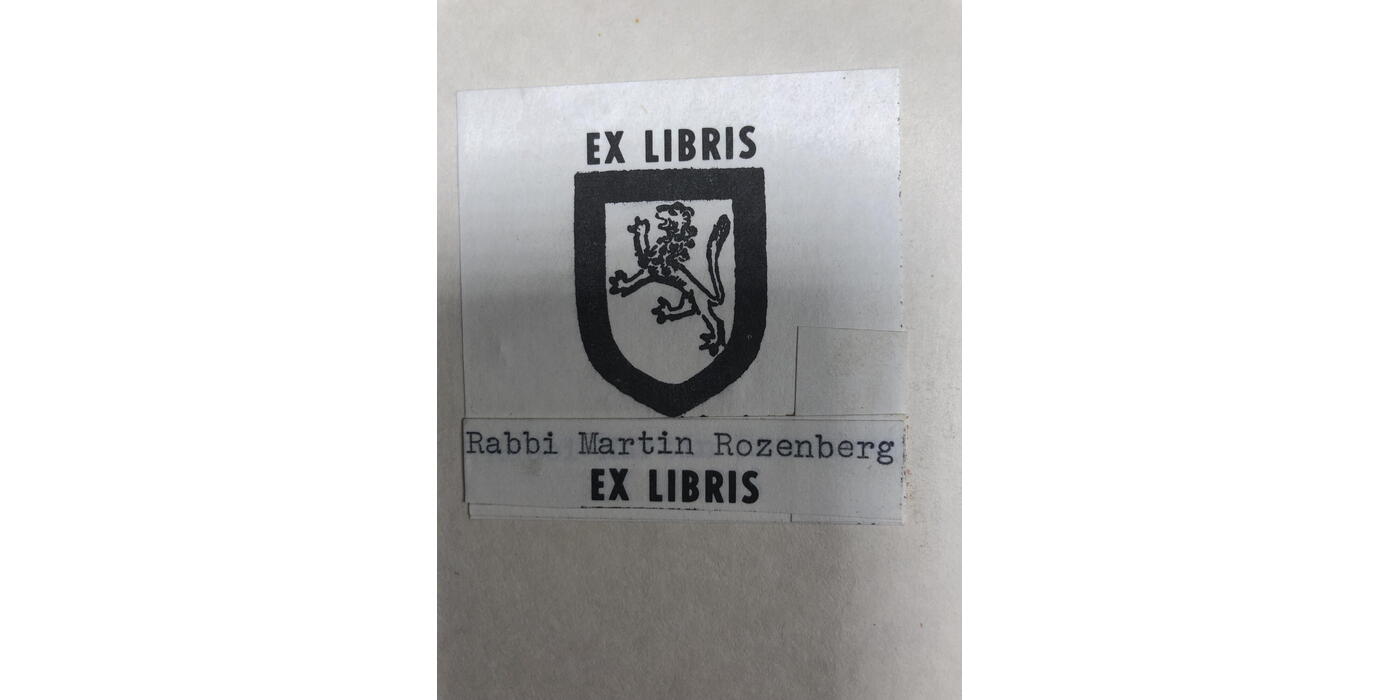 Ex Libris Rabbi Martin Rozenberg